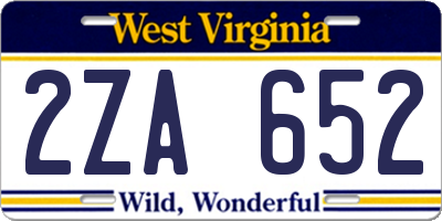 WV license plate 2ZA652