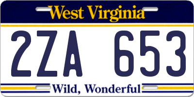 WV license plate 2ZA653