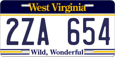 WV license plate 2ZA654