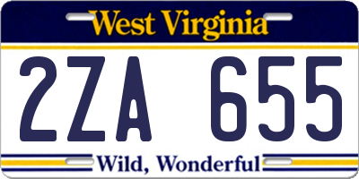 WV license plate 2ZA655