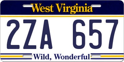 WV license plate 2ZA657