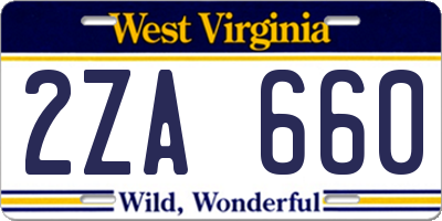 WV license plate 2ZA660