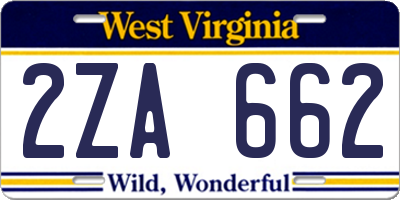WV license plate 2ZA662
