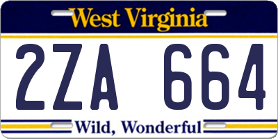 WV license plate 2ZA664