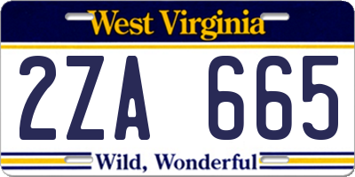 WV license plate 2ZA665