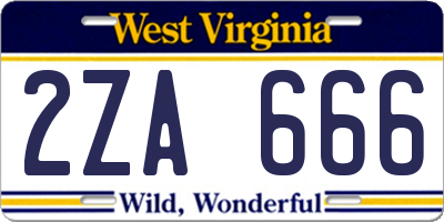WV license plate 2ZA666