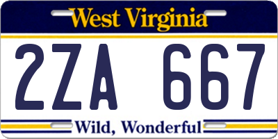 WV license plate 2ZA667