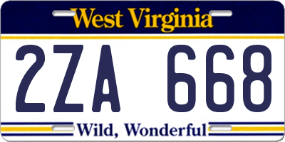 WV license plate 2ZA668