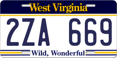 WV license plate 2ZA669