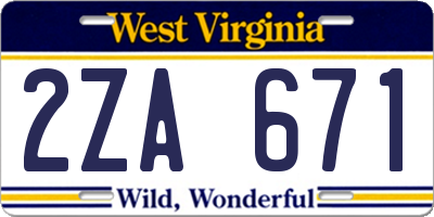 WV license plate 2ZA671