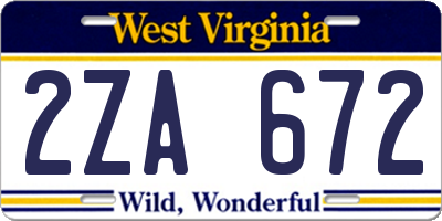 WV license plate 2ZA672
