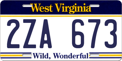 WV license plate 2ZA673