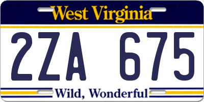 WV license plate 2ZA675