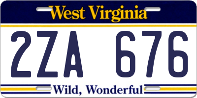 WV license plate 2ZA676
