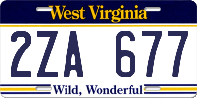 WV license plate 2ZA677