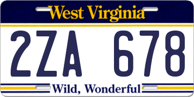 WV license plate 2ZA678