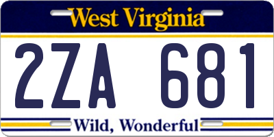 WV license plate 2ZA681