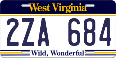 WV license plate 2ZA684