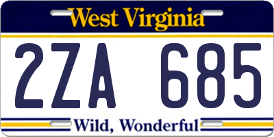 WV license plate 2ZA685