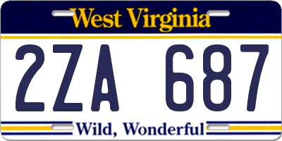 WV license plate 2ZA687