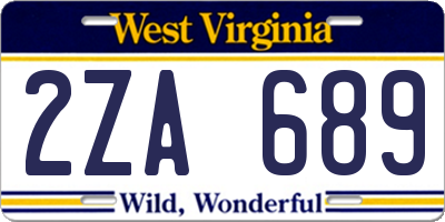 WV license plate 2ZA689
