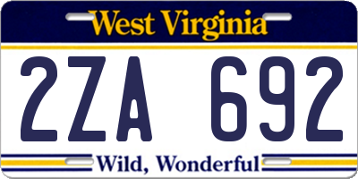 WV license plate 2ZA692