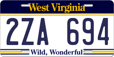 WV license plate 2ZA694