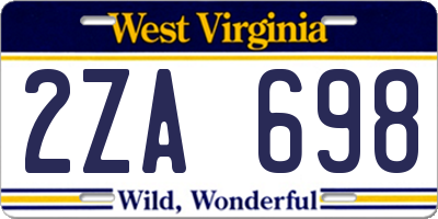 WV license plate 2ZA698