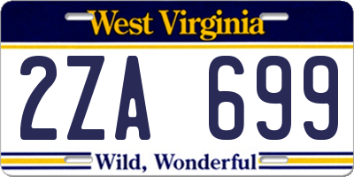 WV license plate 2ZA699