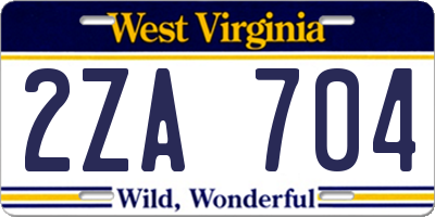 WV license plate 2ZA704