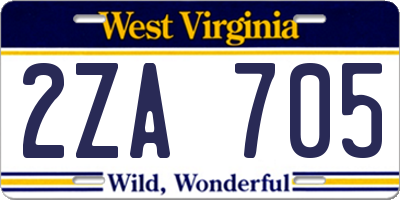 WV license plate 2ZA705