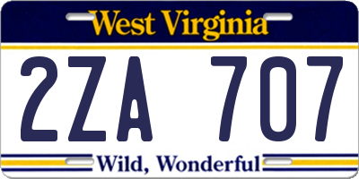 WV license plate 2ZA707