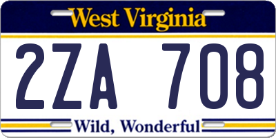 WV license plate 2ZA708