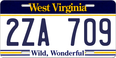 WV license plate 2ZA709