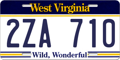WV license plate 2ZA710