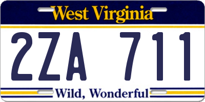 WV license plate 2ZA711
