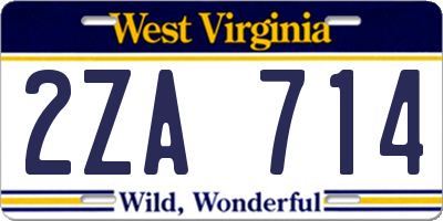 WV license plate 2ZA714