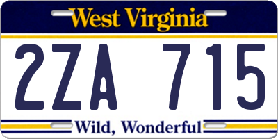 WV license plate 2ZA715