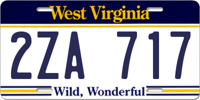WV license plate 2ZA717