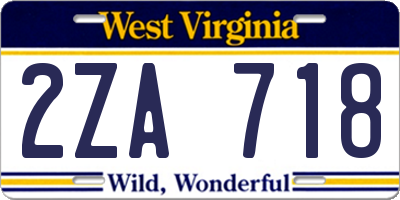 WV license plate 2ZA718