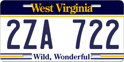 WV license plate 2ZA722