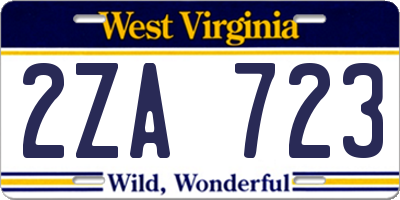 WV license plate 2ZA723