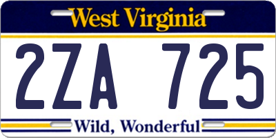 WV license plate 2ZA725