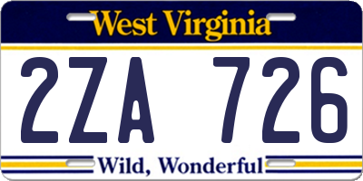 WV license plate 2ZA726