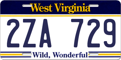 WV license plate 2ZA729