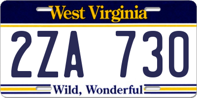 WV license plate 2ZA730