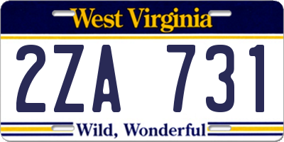 WV license plate 2ZA731