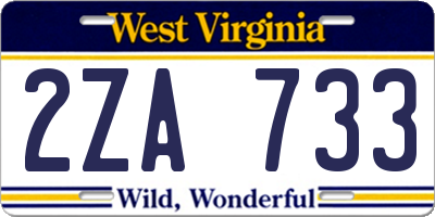 WV license plate 2ZA733