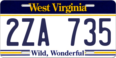 WV license plate 2ZA735