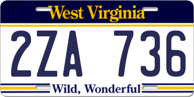 WV license plate 2ZA736